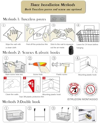 JUNCHU CHERRY Wire Storage Basket 2 Packs, Wall Mounted Kitchen Bathroom - Image 5