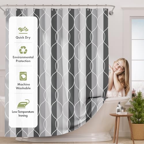 AmazerBath Shower Curtain Grey-Purple, Geometric Multi Color Block Cloth Shower - Image 2