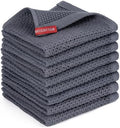 Kitchen Towels 8-Pack Kitchen Dish Cloths, 100% Cotton, 12x12 In, Dark Grey by BOOMIBOO
