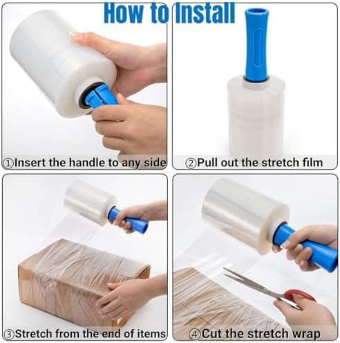 Noamus 3 Pack 5" x 1000ft Clear Industrial Stretch Wrap Film, 100 Gauge Mini - Image 3