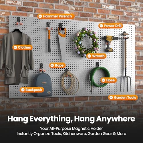 8 Pack Large Heavy Duty Magnetic Hook Extra Strong Magnetic Garage Hooks Big - Image 3