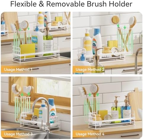 Yofidra Sink Caddy with Stone Drying Tray: Stainless Steel Soap Dispenser - Image 3