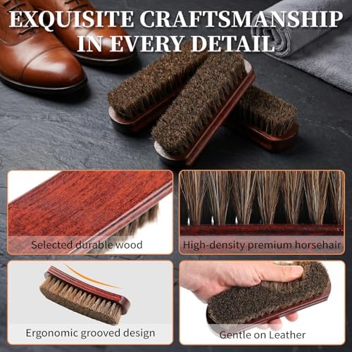100% 7in Horsehair Shoe Brush Horse Hair Brush - Image 6