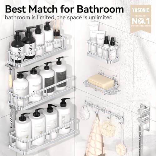 YASONIC Shower Caddy Adhesive, Rustproof Shower Organizer - Image 2