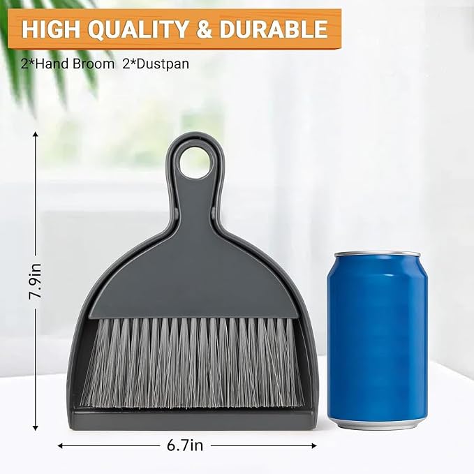 THINKLEARN 2PCS Small Dust Pan and Brush Set, Mini Broom Dustpan Kit - Image 3