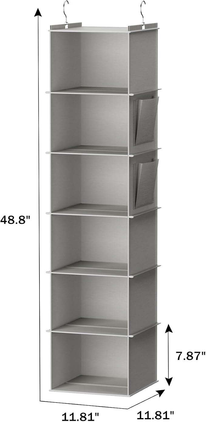 YOUDENOVA Hanging Closet Organizer and Storage, Light Grey | Breathable Fabric - Image 3