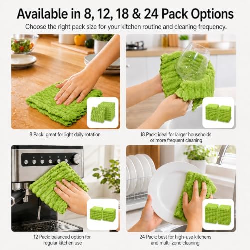 kimteny Microfiber Dish Cloths for Washing Dishes 18 Pack, Lime Green - Image 7