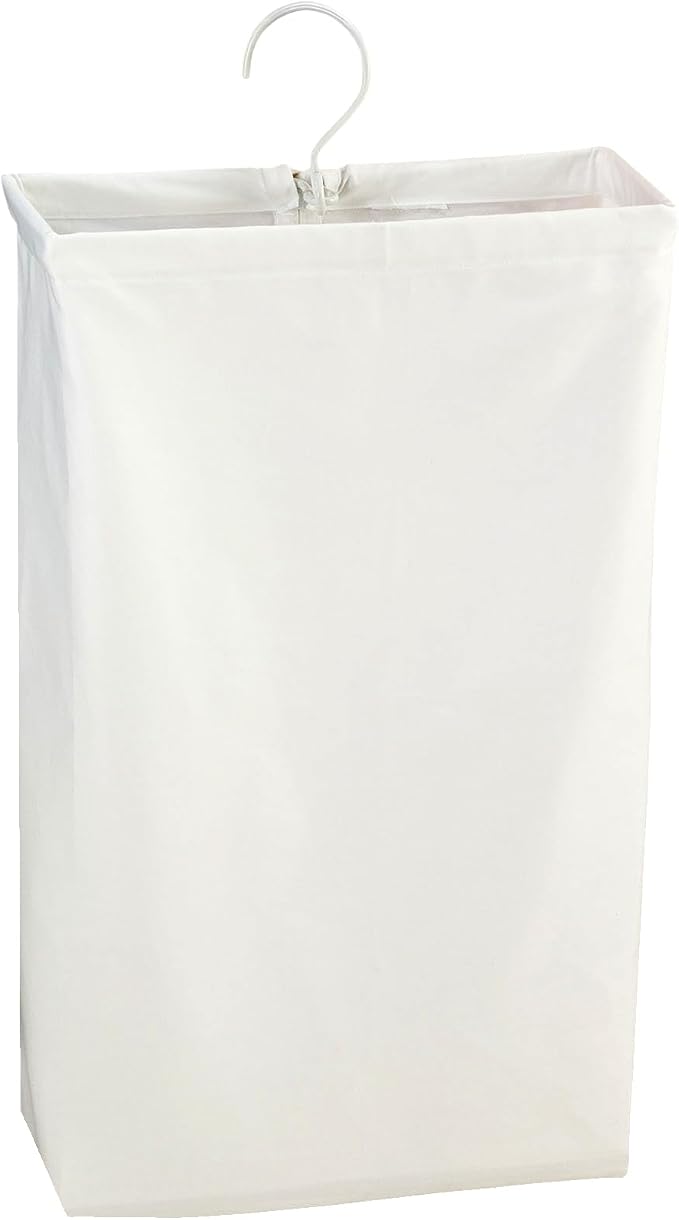 Household Essentials 148 Hanging Cotton Canvas Laundry Hamper Bag | White by HouseholdEssentials
