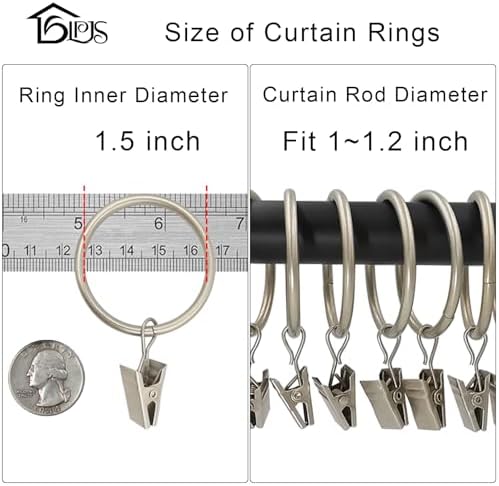 LLPJS 40 Pack Metal Curtain Rings - Image 3