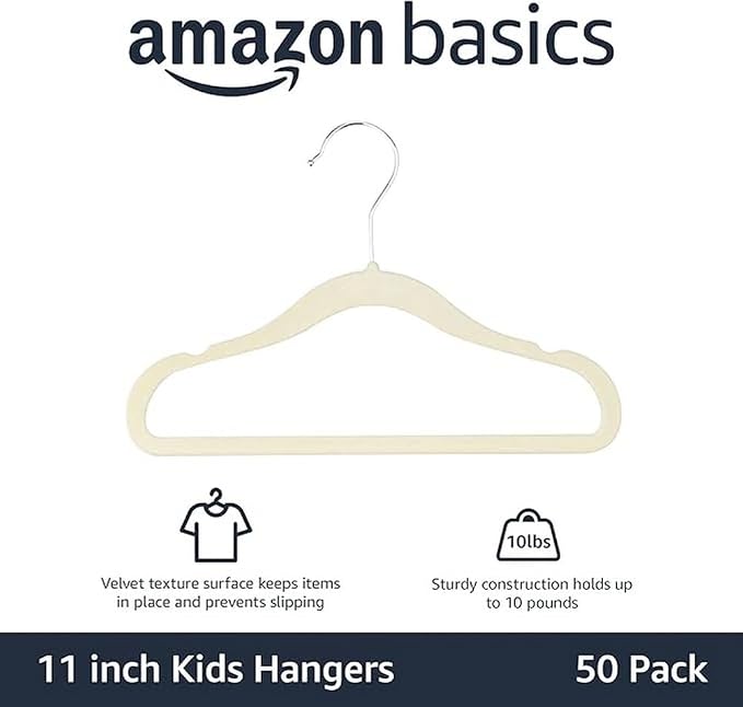 Amazon Basics Kids Space Saving Velvet Non-Slip Clothes Hangers - Image 2