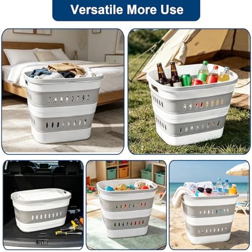 46L/12 Gal Collapsible Laundry Baskets, Foldable Hamper - Image 7