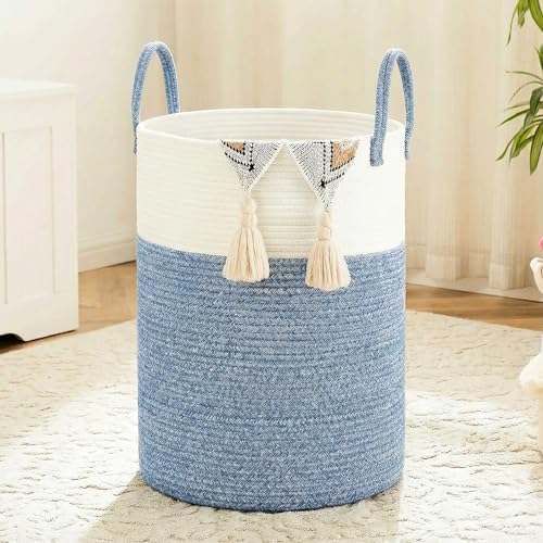 Laundry Basket, Woven Cotton Rope Laundry Hamper, 40L by Artfeel