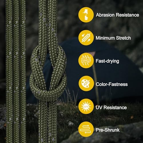 Paracord Reflective Rope 850Ib, 50/100/200/500/1000ft 4MM 11 Strand Parachute - Image 4
