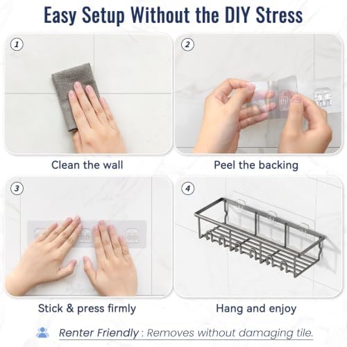 8 Pack Adhesive Rustproof Shower Caddy - Image 6