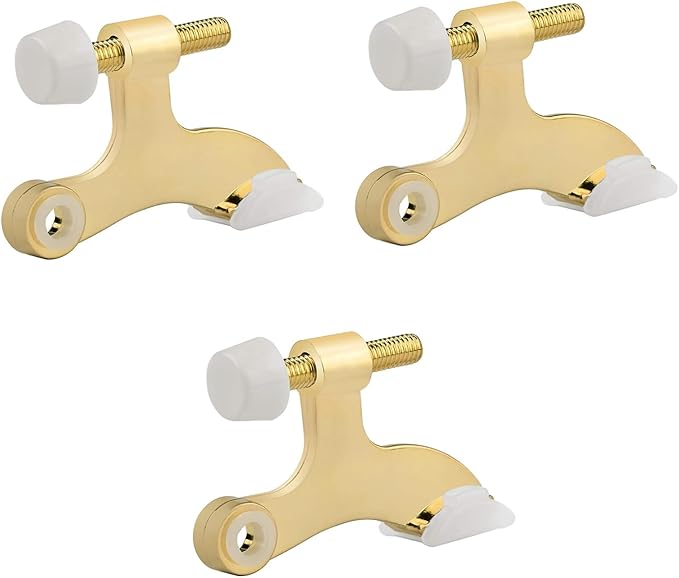 HOMOTEK 3 Pack Hinge Pin Bright Brass Door Stopper, Adjustable Deluxe Heavy by HOMOTEK