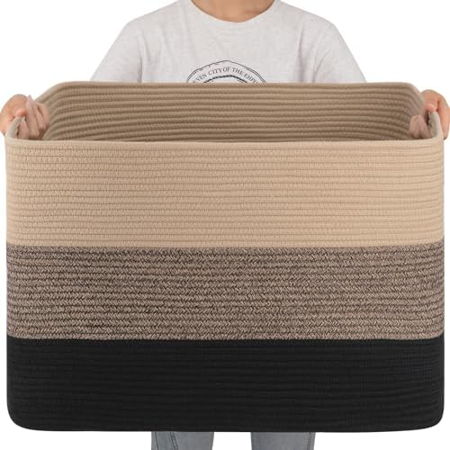 OIAHOMY 108L Extra Large Blanket Basket Dog Toy Basket Yellow Black by MasterofSpaceOptimization