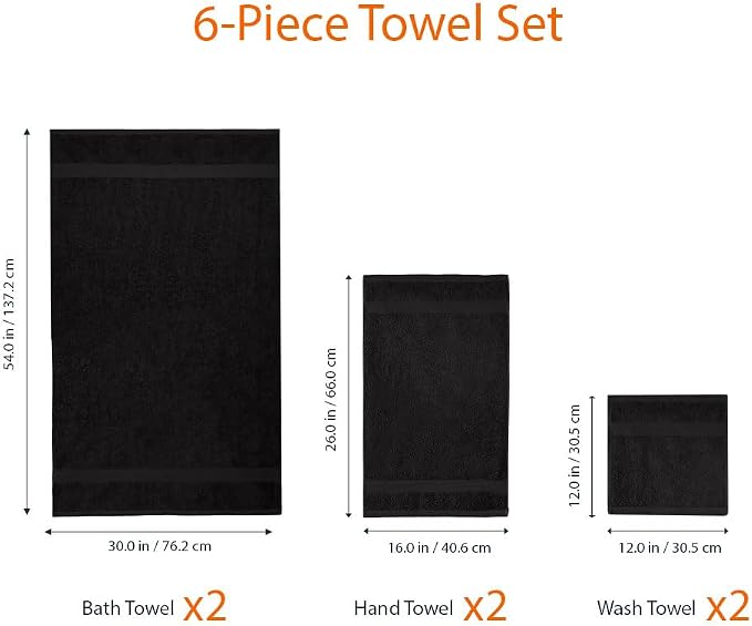 Amazon Basics 6-Piece Highly Absorbent Fade-Resistant Towel Set, 100% Cotton - Image 6
