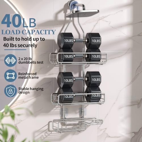 Skyapex Shower Caddy Hanging Bathroom Organizer: Over Head Adjustable Rack - Image 4