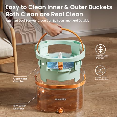 HoMettler Transparent Mop and Bucket Set | Spin Mop - Image 5