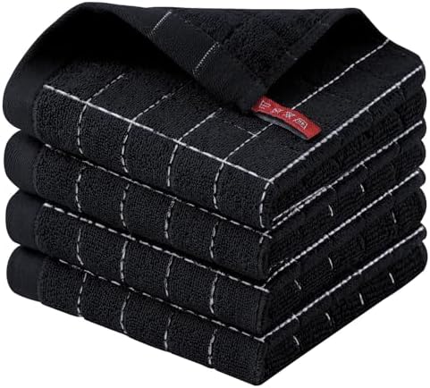 Homaxy 100% Cotton Terry Kitchen Dish Cloths, 4 Pack by Homaxy