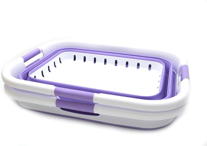SAMMART 41L Set of 2 Collapsible 3 Handled Plastic Laundry Basket-Foldable Pop - Image 2