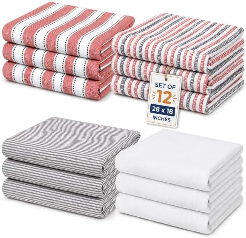 Pack of 12 Cotton Kitchen Towels Set, Dish Towels, Cleaning Rags, Kitchen Dish by NeoclassAlphaThread