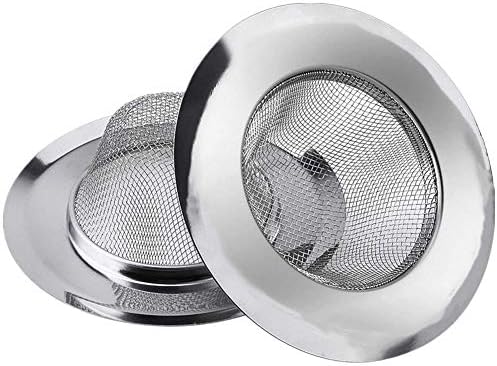 2 Pcs Stainless Steel Kitchen Mesh Silver Sink Strainer Large Wide Rim 4.5" by W+WILD+TRIBE