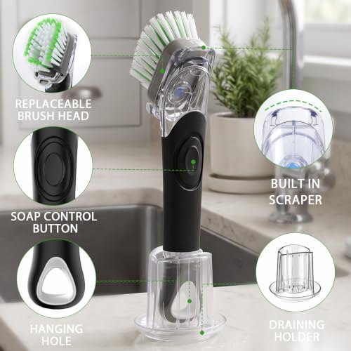 Soap Dispensing Dish Brush Storage Set - Image 6