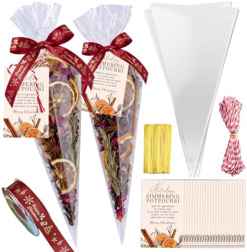 50 Sets Christmas Potpourri Bags, Empty Pot Pourri Clear Cone Gifts Bags by Unknown