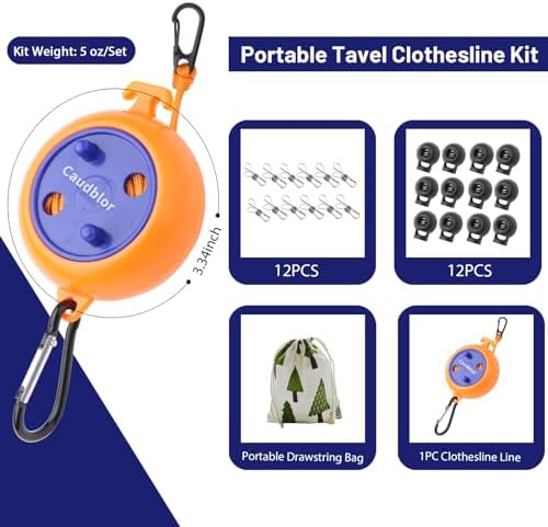 Portable Travel Clothesline, 33ft Camping Clothes line - Image 6