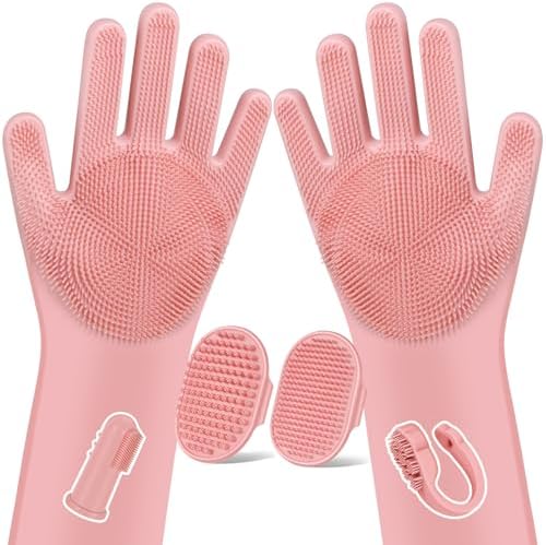 6PCS Grooming & Bath Supplies for Dogs, Cats | Dog Washing Gloves | Dog Bath by Augwind