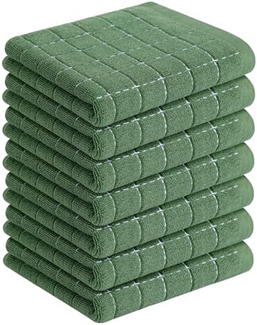 Homaxy 100% Cotton Terry Kitchen Towels, 7 Pack, Grass Green by Homaxy