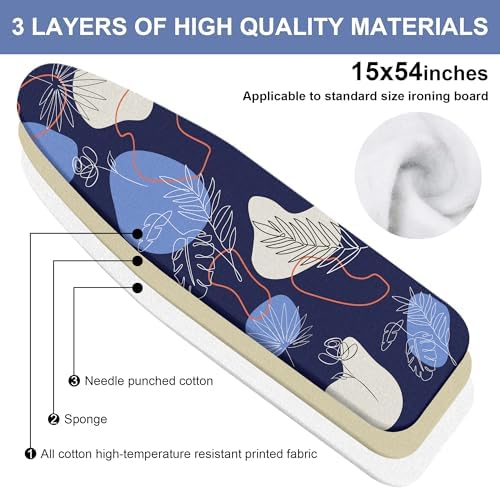 Minimalist Ironing Board Cover and Pad 15x54 Inch, 100% Cotton Surface Thick - Image 2