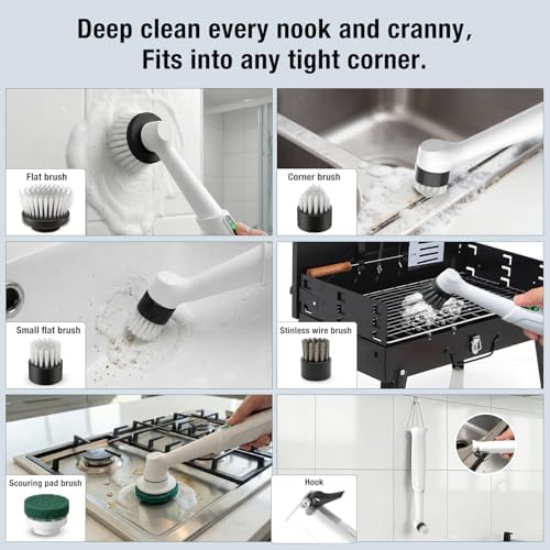 Electric Grout Cleaner, Electric Spin Scrubber, 5 Magnetic Heads - Image 4