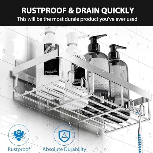 Moforoco Adhesive Shower Caddy Organizer Shelves Rack - Image 2