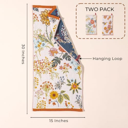 100% Cotton Cotton Floral and Bird Kitchen Towels, 2 Pack - Image 3
