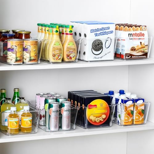 12 PACK Clear Plastic Storage Bins, Kitchen Cabinet Pantry Organizer Bins - Image 4