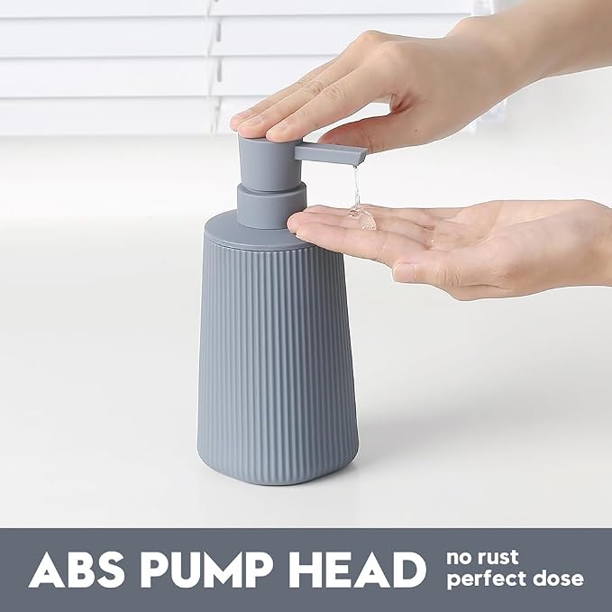 YAUKPH Small Soap Dispenser for Bathroom and Kitchen Matte Gray | Modern - Image 3