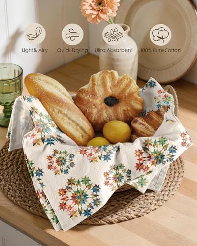 Miss Adola 4 Pack 150GSM Flour Sack Kitchen Towels, Starburst Design - Image 2