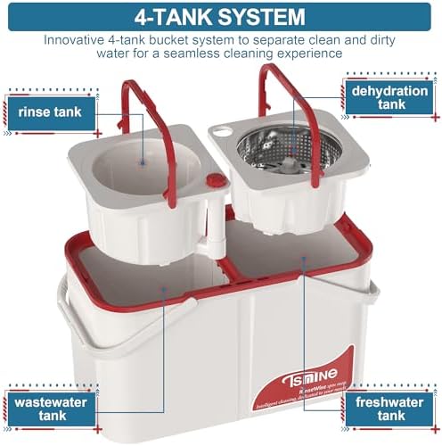 RinseWise Large Gen 1 Mop Bucket Set, Clean/Dirty Water Separation - Image 2