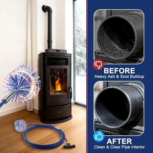 Pellet Stove Cleaning Brush Kit, 20FT Flexible Steel Rod - Image 3