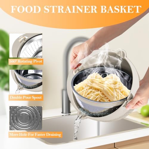 4-1 Colander with Bowl Set, Food Strainers and Colanders, Fruit Washing Bowl - Image 4