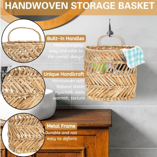YOUEON Large Woven Hanging Storage Basket, Handwoven Front Door Flower Baskets - Image 4
