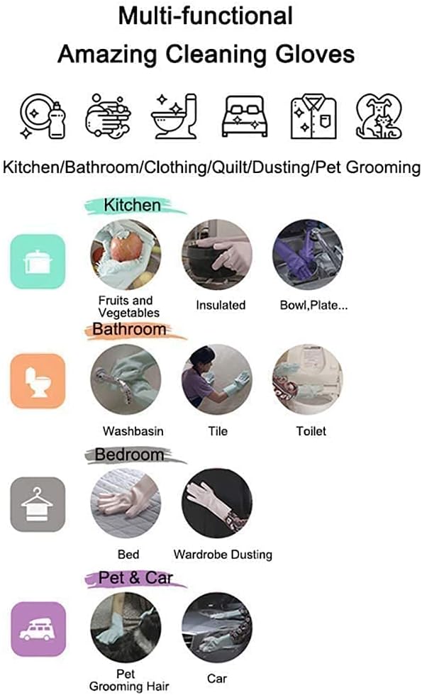 Silicone Dishwashing Gloves, Pet Grooming Rubber Scrubbing - Image 6