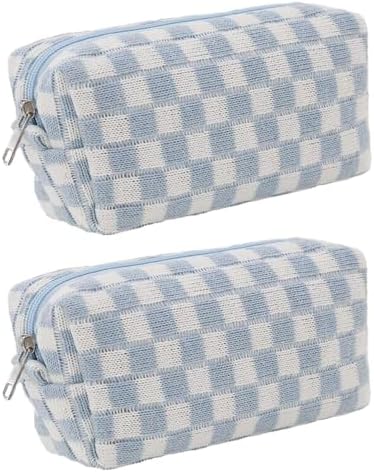 SxoSyo 2 Pcs Checkered Cosmetic Bags by SxoSyo