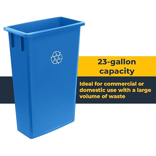3 Pack 23 Gallon Waste Bin, Heavy-Duty Trash Can, Slim Rectangular Garbage Bin, Durable Waste Container, Recycling Bin, Plastic Wastebasket for Kitchen, Garage, Hotels, Restaurants, Office