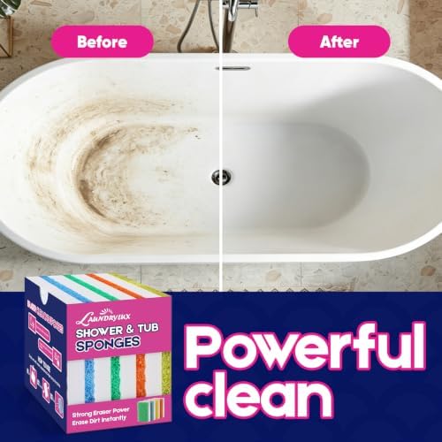 LAUNDRYLUX Magic Sponge Erasers, 8 Pack Dual-Sided Shower & Tub Cleaner - Image 6