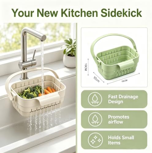 Foldable Hanging Sink Drain Basket, Stretchable Kitchen Colander - Image 2