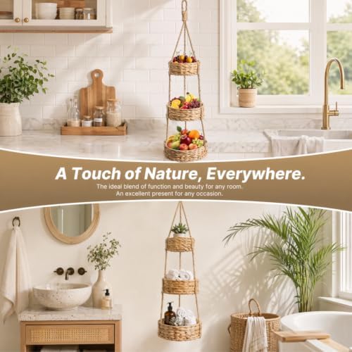 3 Tier Hanging Fruit Basket, Metal Frame - Image 5