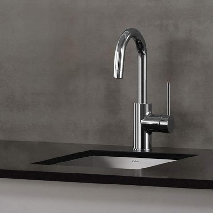 KRAUS Spot Free Oletto Single Handle Kitchen Bar Faucet in All-Brite Stainless - Image 3